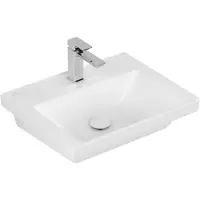 Villeroy & Boch Vasque Subway 3.0, 1 trou pour robinetterie, sans trop-plein, compatible avec robinetterie 3 trous, partie inférieure polie, 550x440mm, 4A70F5RW, 4A70F5RW