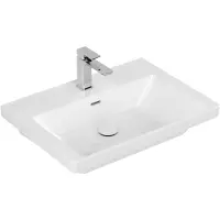 Villeroy & Boch Subway 3.0, lavabo rectangulaire, 1 trou pour robinetterie, avec trop-plein, compatible avec robinetterie 3 trous, 650x470mm, 4A706501, 4A706501