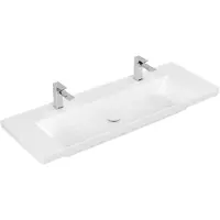 Villeroy & Boch Subway 3.0 lavabo à poser, 2 trous pour robinet, sans trop-plein, non rectifié, 1300x475mm, 4A70D1RW, 4A70D1RW
