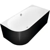 Hak VIVA R MONOLITH vasca asimmetrica 180x75x60cm, destra, bianco/nero