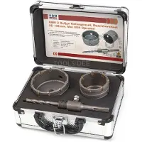 HBM Set di seghe a tazza da 2 pezzi 60 - 80 mm con aspirazione SDS