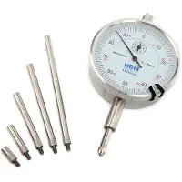 HBM Orologio di misurazione analogico 0,01 mm Corsa 10 mm Incluso 5 perni di estensione
