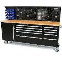 HBM Carrello portautensili con parete posteriore 215 cm, nero