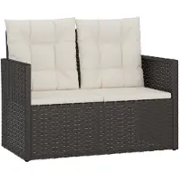 vidaXL Panca da giardino con cuscini nera 105 cm in poly rattan