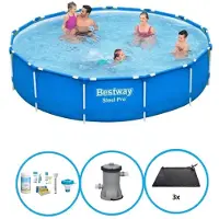 Bestway Steel Pro, piscina in acciaio, forma rotonda - 396x84 cm - composta da 4 parti, modello S22757