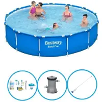 Bestway Steel Pro, piscina in acciaio, forma rotonda - 396x84 cm - composta da 4 parti, modello S22755