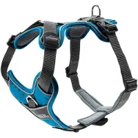 Hunter Harness Divo Imbracatura per cani (Hals 46-67 cm, Bauch 79-107 cm - Breite 2,5 cm, lightblue /grigio)