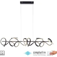 JUST LIGHT Lampada LED a sospensione Curls, nera, metallo, lunghezza 99 cm, dimmerabile