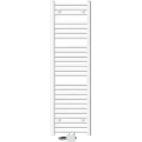 LuxeBath radiatore bagno attacco centrale 400 x 1500 mm bianco diritto con termostato e set di collegamento Angolo universale e diritto passante, senza elemento riscaldante