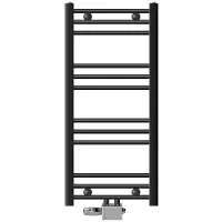LuxeBath radiatore bagno attacco centrale 400x800 mm antracite diritto con termostato e set di collegamento Angolo universale e diritto, senza elemento riscaldante