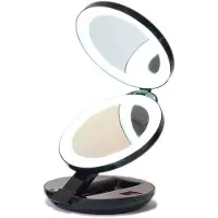 Uniq Specchio da viaggio doppio con illuminazione a LED e ingrandimento 10x, nero