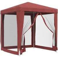vidaXL Tenda per feste con 4 pareti laterali in rete rossa 2x2 m HDPE