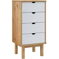 vidaXL Comodino OTTA Marrone e bianco 45x39x90 cm Legno massello