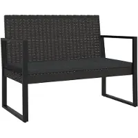 vidaXL Panchina da giardino con cuscini neri 106 cm in poly rattan