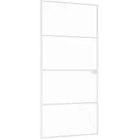 vidaXL Porta interna bianca 93x201,5 cm vetro temperato e alluminio slim