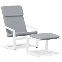 vidaXL Poltrona relax con sgabello in tessuto grigio chiaro