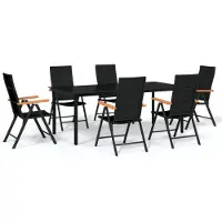 vidaXL set da pranzo da giardino 7 pezzi nero
