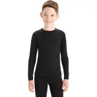 Icebreaker Kids 200 Oasis L/S Crewe Intimo lana merinos Bambini (98, nero)