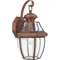 QUOIZEL Lampada da parete esterna Elstead Newbury, attacco E27, 36 cm, finitura in rame anticato, grado di protezione IP44