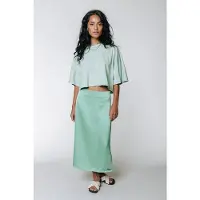Colourful Rebel Hinte Uni Satin Slit Midi Skirt Mint Taglia: XS | Minigonne Outlet | Donna | Ciano