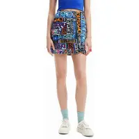 Desigual , Minigonna arty logo slim, Cotone, Nero, XS