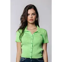 Colourful Rebel Nora Fine Knit Cropped Polo Mint Taglia: XS | Cardigan Outlet | Donna | Ciano