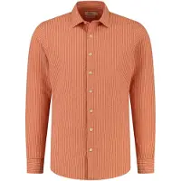 Shiwi Shawn Seersucker Shirt Tandori Spice Brown Taglia: L | Camicie Casual Outlet | Uomo | Marrone