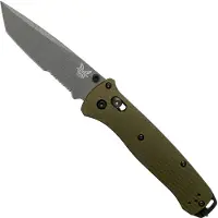 Benchmade Coltello pieghevole Bailout CPM M4 Tungsten Gray Cerakote, woodland green aluminum, dentatura lama