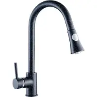 Laveo Miscelatore per lavello verticale di design con bocca estraibile in granito nero