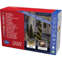 Konstsmide Catena luminosa Micro LED, con riavvolgitore, 200 diodi color ambra, trasformatore da 12 V per esterni, filo verde scuro - 6470-830