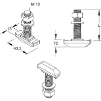 Niedax Vite a testa a gancio - Dado elastico con vite a T M10x40 mm HK 610/40