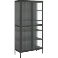 vidaXL Credenza nera 85x40x180 cm in vetro e acciaio