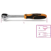 Beta Chiave cricchetto reversibile con attacco quadro maschio da 3/8" cromato 200mm 910/55Q