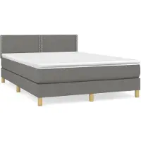 vidaXL Letto a molle con materasso grigio scuro 140x200 cm in tessuto