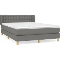 vidaXL Letto a molle con materasso grigio scuro 140x200 cm in tessuto