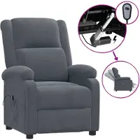 vidaXL Poltrona relax elettrica in velluto grigio scuro