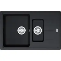 Franke Base, BFG 651-78, 780x500mm, reversibile, Onyx, cestello di raccolta eccentrico 3 1/2", troppopieno, scolapiatti in acciaio inox