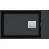 Franke KUBUS 2, KNG 110-62, 760x460 mm, cestello di raccolta con valvola a pulsante, con troppopieno e scarico nascosti, con scarico a scomparsa, Onyx
