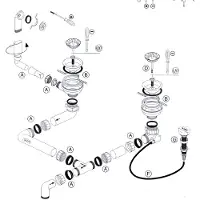 BLANCO Set di scarico Sifone Scarico a sifone con 2x setaccio Telecomando Troppopieno Lavello Lavello doppio 218407