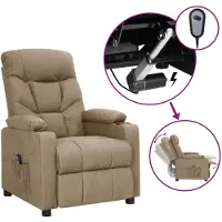 vidaXL Poltrona relax elettrica in tessuto tortora