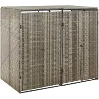 vidaXL Contenitore per 2 bidoni Grigio 140x80x117 cm Poly rattan