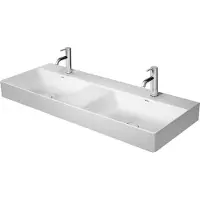 Duravit DuraSquare lavabo double, meuble lavabo double 120x47cm, 2 trous pour robinet, sans trop-plein, avec banc pour trou de robinet, 23531200401, 23531200401