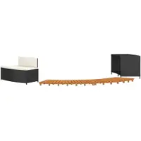vidaXL Bordo per vasca idromassaggio in poly rattan nero e legno massiccio di acacia