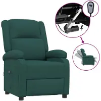 vidaXL Poltrona relax elettrica in tessuto verde scuro
