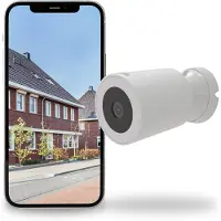 Calex Telecamera di sicurezza Smart Security, telecamera spotlight WLAN, 2K, con visione notturna e rilevamento del movimento, per uso esterno
