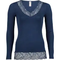 Engel Women's Shirt L/S with Lace Intimo tecnico in seta Donna (38/40, blu)