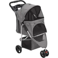 vidaXL Passeggino per cani pieghevole grigio 80x46x98 cm Tessuto Oxford
