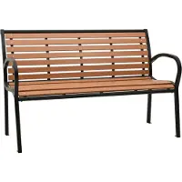 vidaXL Panchina da giardino nera e marrone 116 cm in acciaio e WPC