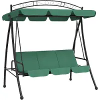 vidaXL Altalena Hollywood con tetto verde 198 cm in tessuto e acciaio