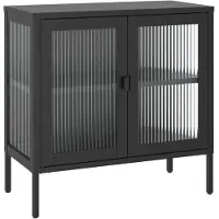 vidaXL Credenza nera 70x35x70 cm in vetro e acciaio